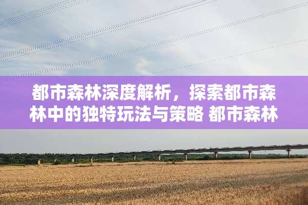 都市森林深度解析，探索都市森林中的独特玩法与策略 都市森林玩法