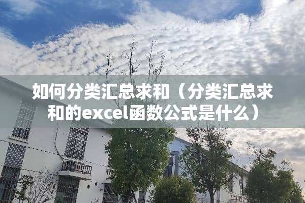 如何分类汇总求和（分类汇总求和的excel函数公式是什么）
