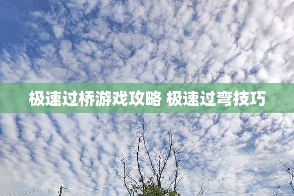 极速过桥游戏攻略 极速过弯技巧