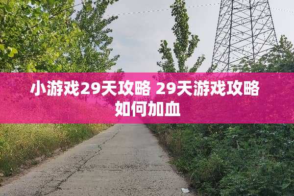 小游戏29天攻略 29天游戏攻略 如何加血