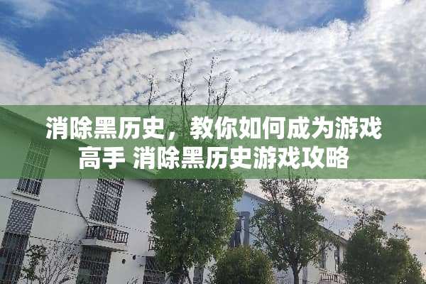 消除黑历史，教你如何成为游戏高手 消除黑历史游戏攻略