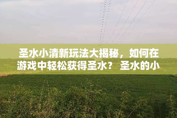 圣水小清新玩法大揭秘,如何在游戏中轻松获得圣水? 圣水的小清新玩法 圣水小清新玩法大揭秘,如何在游戏中轻松获得圣水? 圣水的小清新玩法