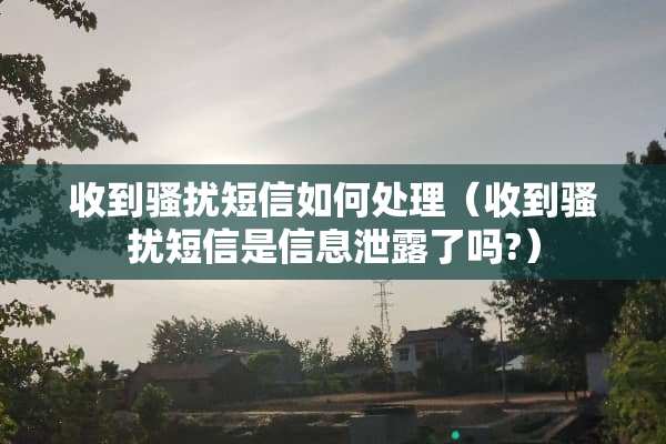 收到*扰短信如何处理（收到*扰短信是信息泄露了吗?）