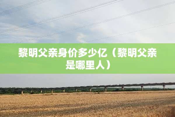黎明父亲身价多少亿（黎明父亲是哪里人）