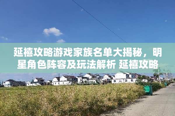 延禧攻略游戏家族名单大揭秘，明星角色阵容及玩法解析 延禧攻略游戏家族名单