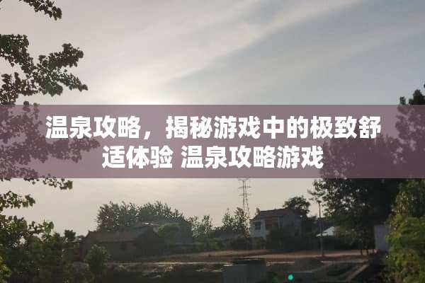 温泉攻略，揭秘游戏中的极致舒适体验 温泉攻略游戏