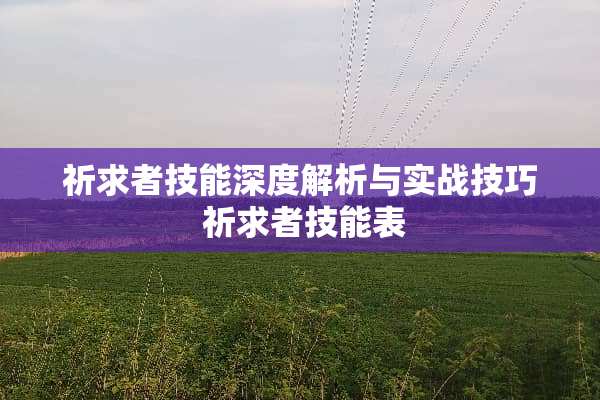祈求者技能深度解析与实战技巧 祈求者技能表