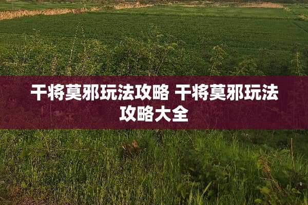 干将莫邪玩法攻略 干将莫邪玩法攻略大全