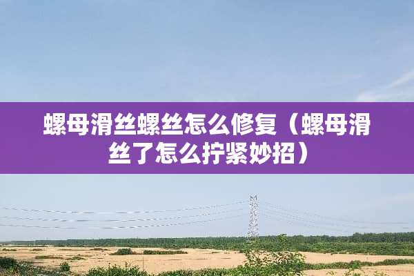 螺母滑丝螺丝怎么修复(螺母滑丝了怎么拧紧妙招) 螺母滑丝螺丝怎么修复(螺母滑丝了怎么拧紧妙招)