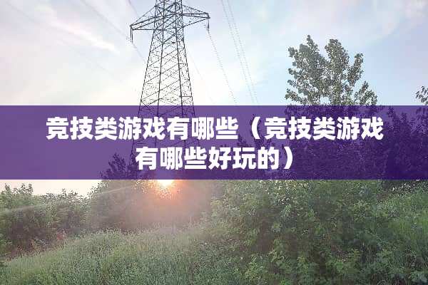 竞技类游戏有哪些（竞技类游戏有哪些好玩的）