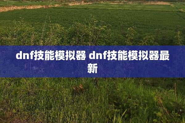 dnf技能模拟器 dnf技能模拟器最新