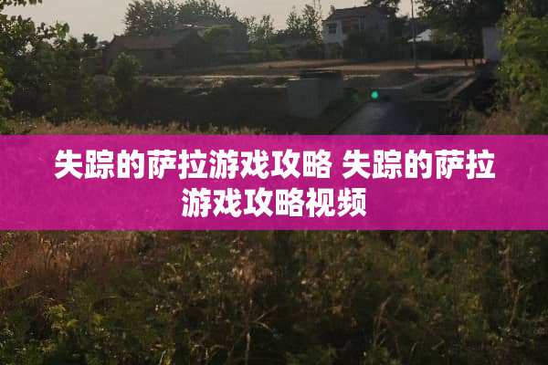 失踪的萨拉游戏攻略 失踪的萨拉游戏攻略视频