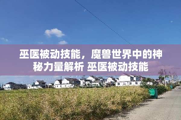 巫医被动技能，魔兽世界中的神秘力量解析 巫医被动技能