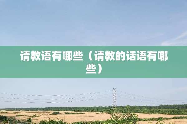 请教语有哪些（请教的话语有哪些）