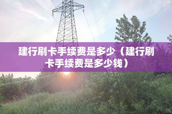 建行刷卡手续费是多少（建行刷卡手续费是多少钱）