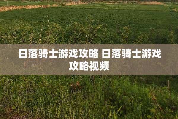 日落骑士游戏攻略 日落骑士游戏攻略视频