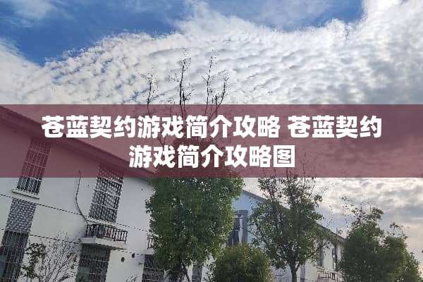 苍蓝契约游戏简介攻略 苍蓝契约游戏简介攻略图
