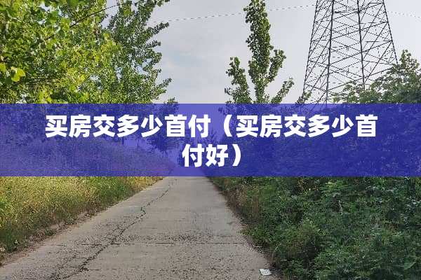 买房交多少首付（买房交多少首付好）