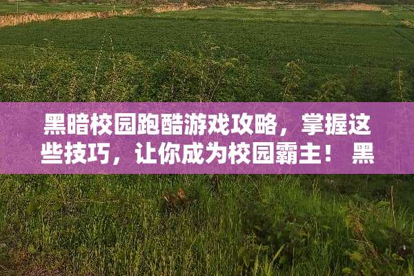 黑暗校园跑酷游戏攻略，掌握这些技巧，让你成为校园霸主！ 黑暗校园跑酷游戏攻略