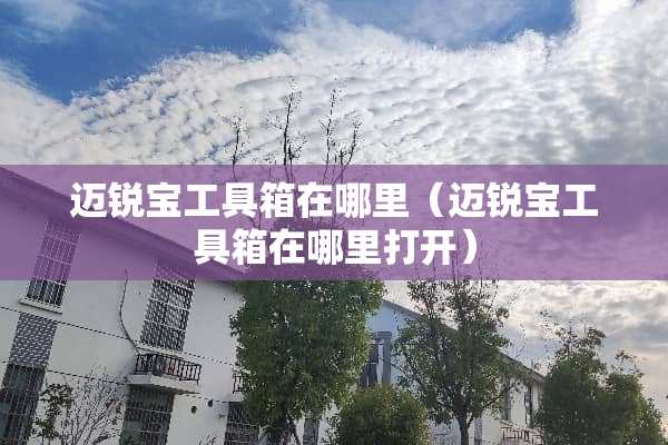 迈锐宝工具箱在哪里（迈锐宝工具箱在哪里打开）