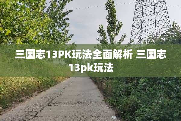 三国志13PK玩法全面解析 三国志13pk玩法
