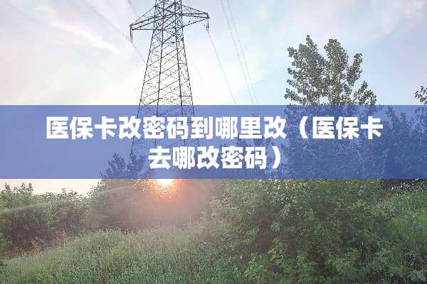 医保卡改密码到哪里改（医保卡去哪改密码）