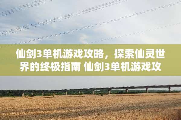 仙剑3单机游戏攻略，探索仙灵世界的终极指南 仙剑3单机游戏攻略