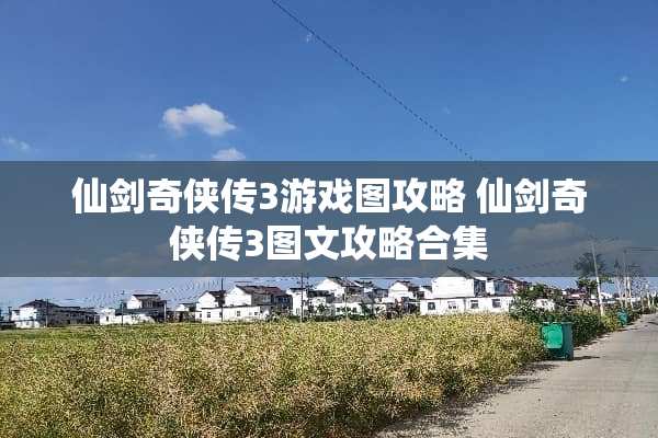 仙剑奇侠传3游戏图攻略 仙剑奇侠传3图文攻略合集
