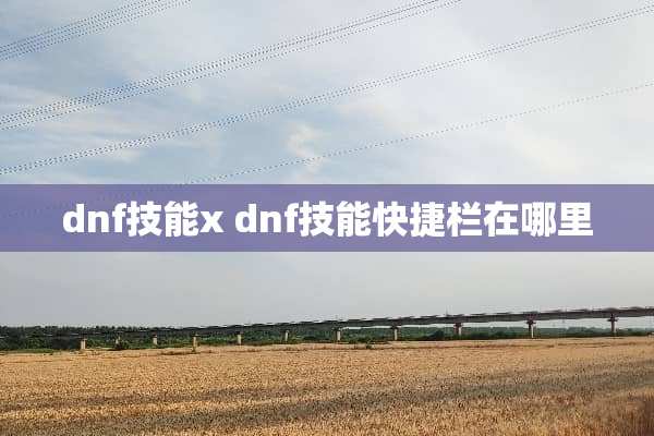 dnf技能x dnf技能快捷栏在哪里