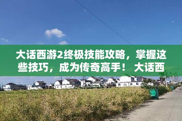 大话西游2终极技能攻略，掌握这些技巧，成为传奇高手！ 大话西游2终极技能