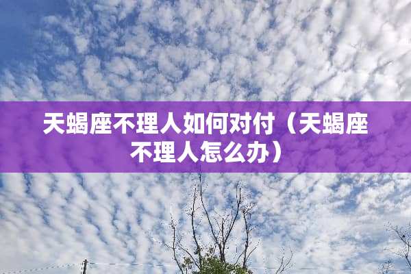天蝎座不理人如何对付（天蝎座不理人怎么办）