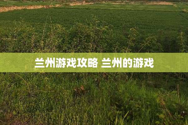 兰州游戏攻略 兰州的游戏