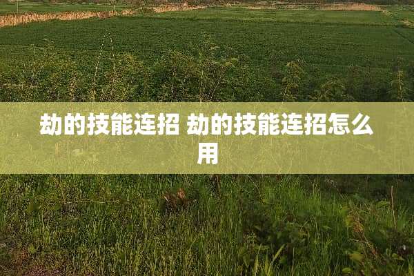 劫的技能连招 劫的技能连招怎么用