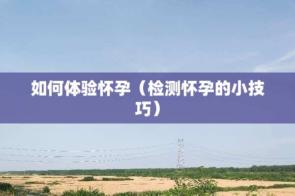 如何体验怀孕(检测怀孕的小技巧) 如何体验怀孕(检测怀孕的小技巧)