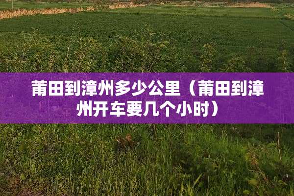 莆田到漳州多少公里(莆田到漳州开车要几个小时) 莆田到漳州多少公里(莆田到漳州开车要几个小时)