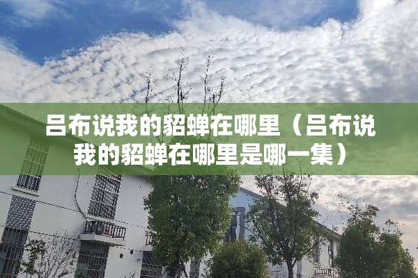 吕布说我的貂蝉在哪里（吕布说我的貂蝉在哪里是哪一集）