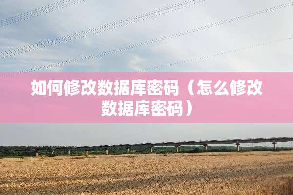 如何修改数据库密码（怎么修改数据库密码）