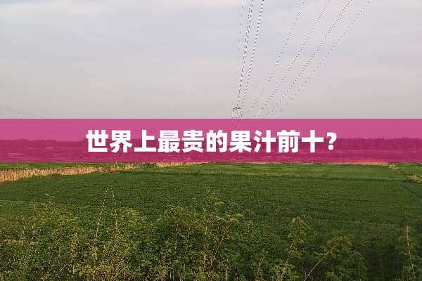 世界上最贵的果汁前十？