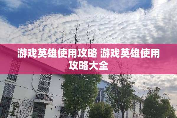 游戏英雄使用攻略 游戏英雄使用攻略大全 游戏英雄使用攻略 游戏英雄使用攻略大全