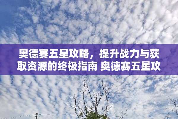 奥德赛五星攻略，提升战力与获取资源的终极指南 奥德赛五星攻略