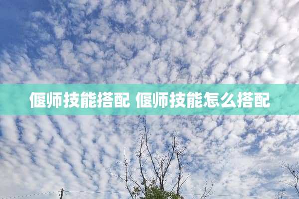 偃师技能搭配 偃师技能怎么搭配