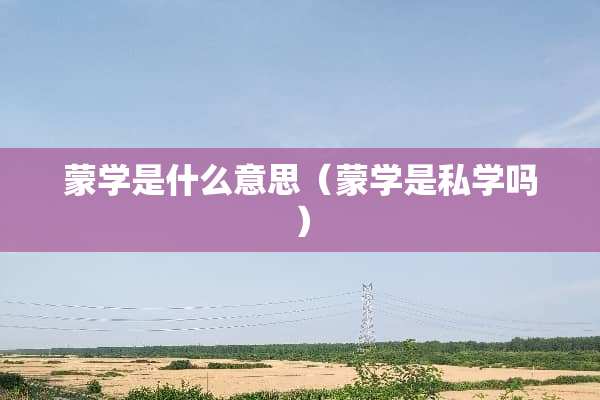 蒙学是什么意思（蒙学是私学吗）