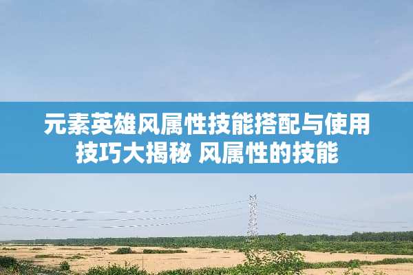 元素英雄风属性技能搭配与使用技巧大揭秘 风属性的技能 元素英雄风属性技能搭配与使用技巧大揭秘 风属性的技能