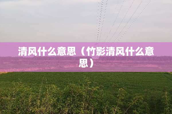 清风什么意思(竹影清风什么意思) 清风什么意思(竹影清风什么意思)