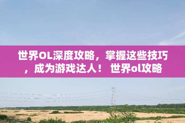世界OL深度攻略，掌握这些技巧，成为游戏达人！ 世界ol攻略