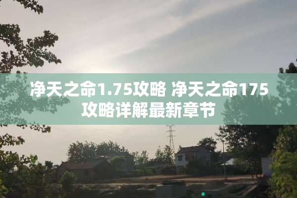 净天之命1.75攻略 净天之命175攻略详解最新章节 净天之命1.75攻略 净天之命175攻略详解最新章节