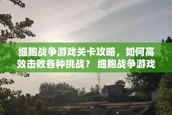 细胞战争游戏关卡攻略，如何高效击败各种挑战？ 细胞战争游戏关卡攻略