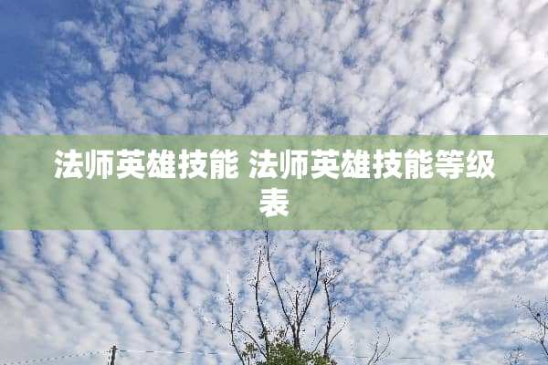 法师英雄技能 法师英雄技能等级表