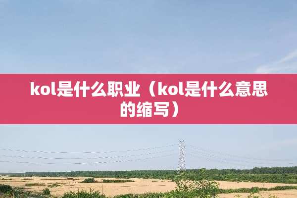 kol是什么职业（kol是什么意思的缩写）