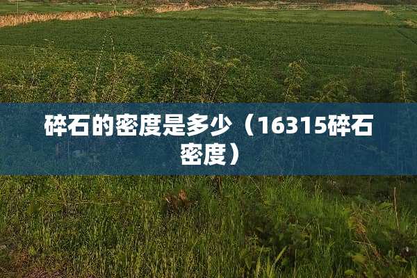 碎石的密度是多少（16315碎石密度）